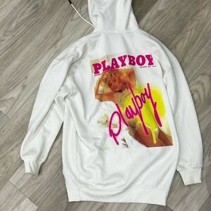Playboy White Hoodie with Graphic Print